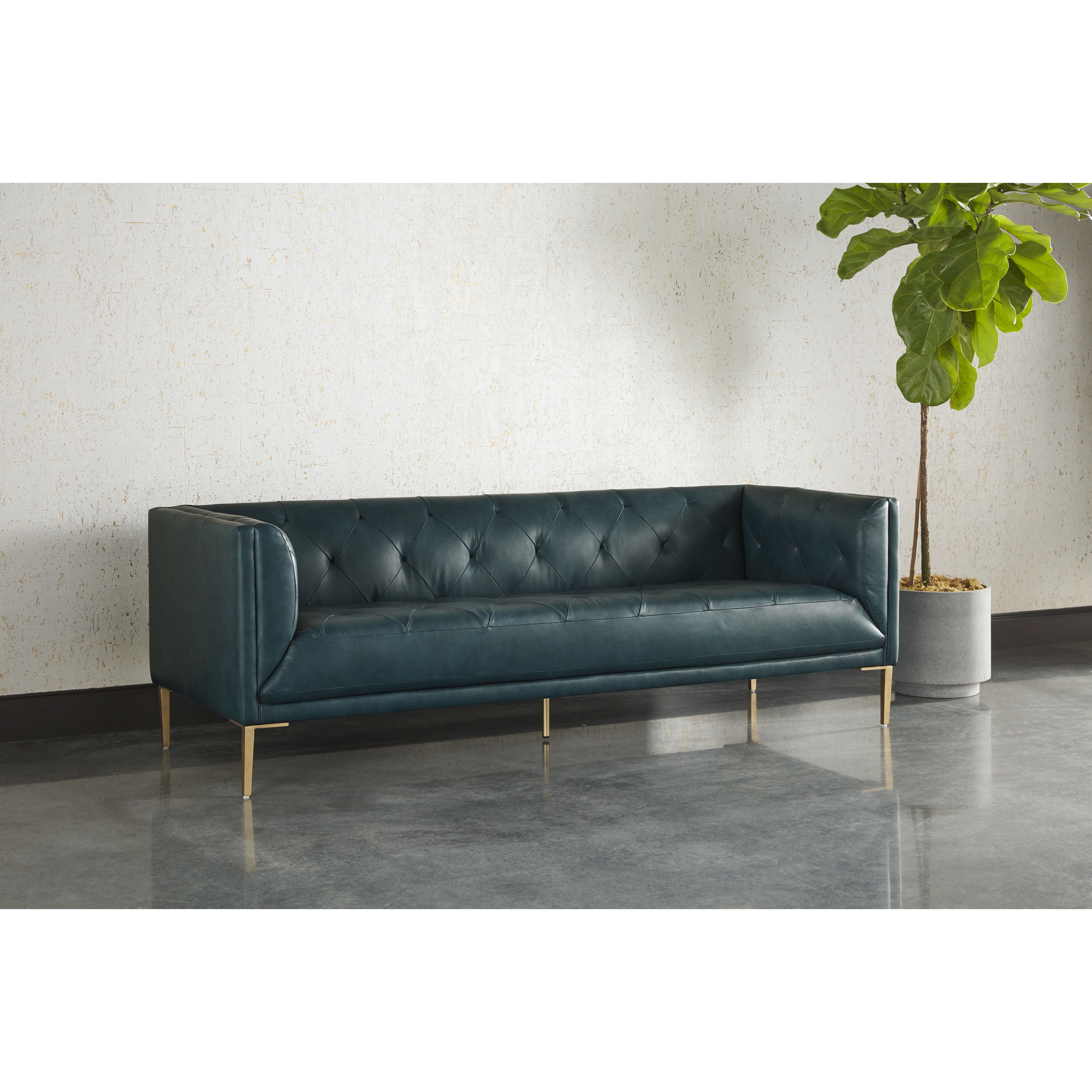 Westin Vintage Peacock Leather Sofa